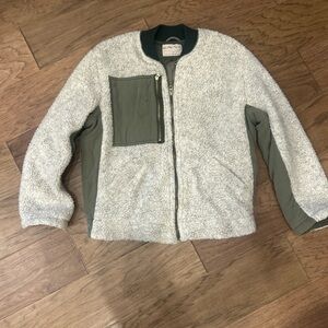 We The Free Sherpa Puffer Jacket in Gray and Green